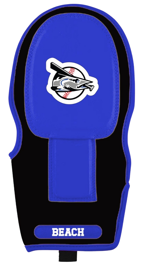 black and blue sliding mitt
