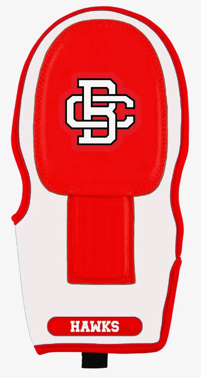 red and white sliding mitt
